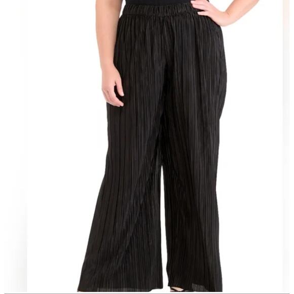 Maurices Plisse High Rise Wide Leg Pant Size XL Career Office Business Corporate - Picture 2 of 8